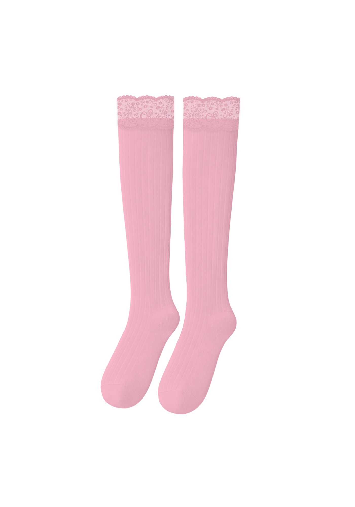 logo lace top knee high sock set