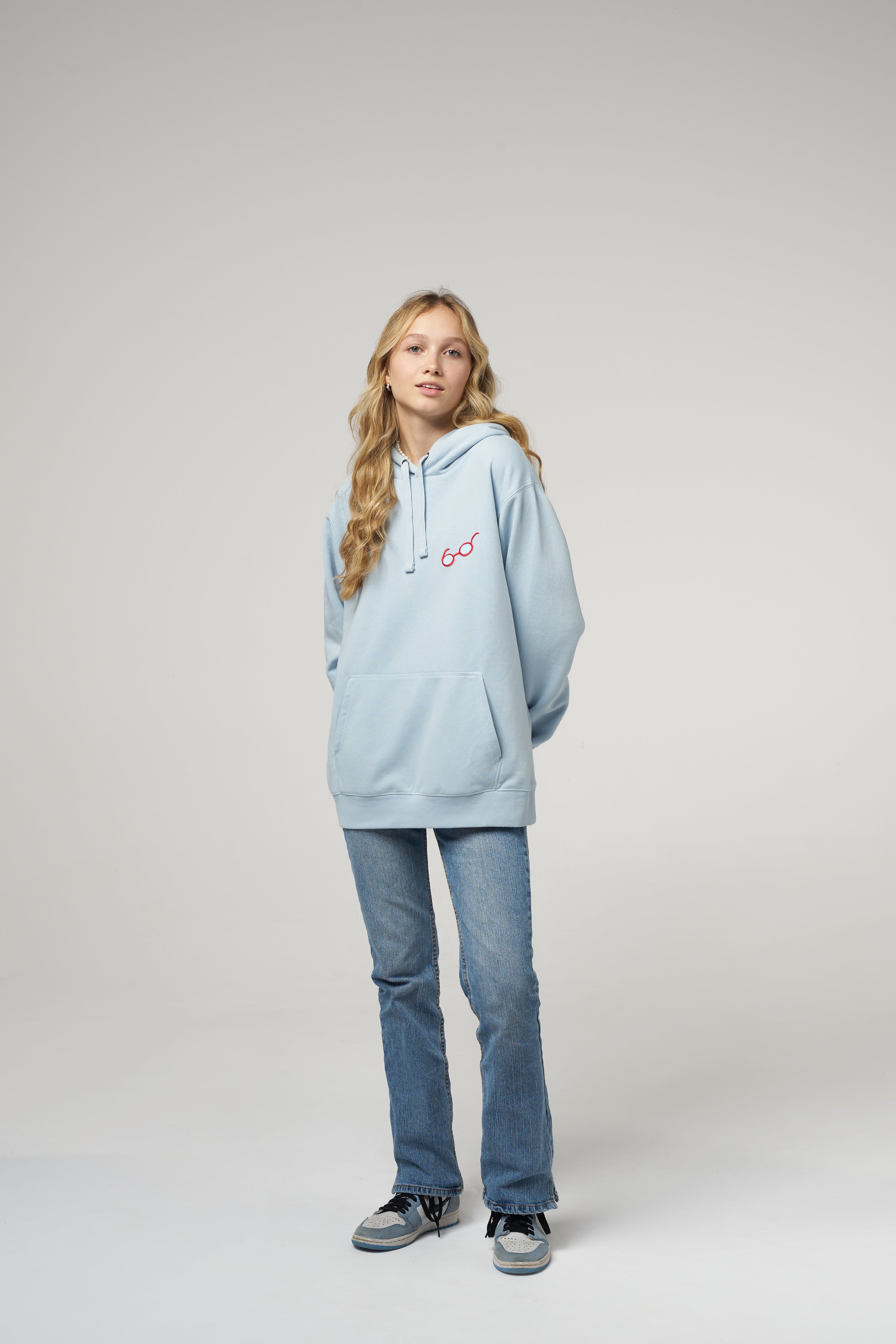 BLUZA Z KAPTUREM UNISEX - BŁĘKIT - CREAMY BLUE