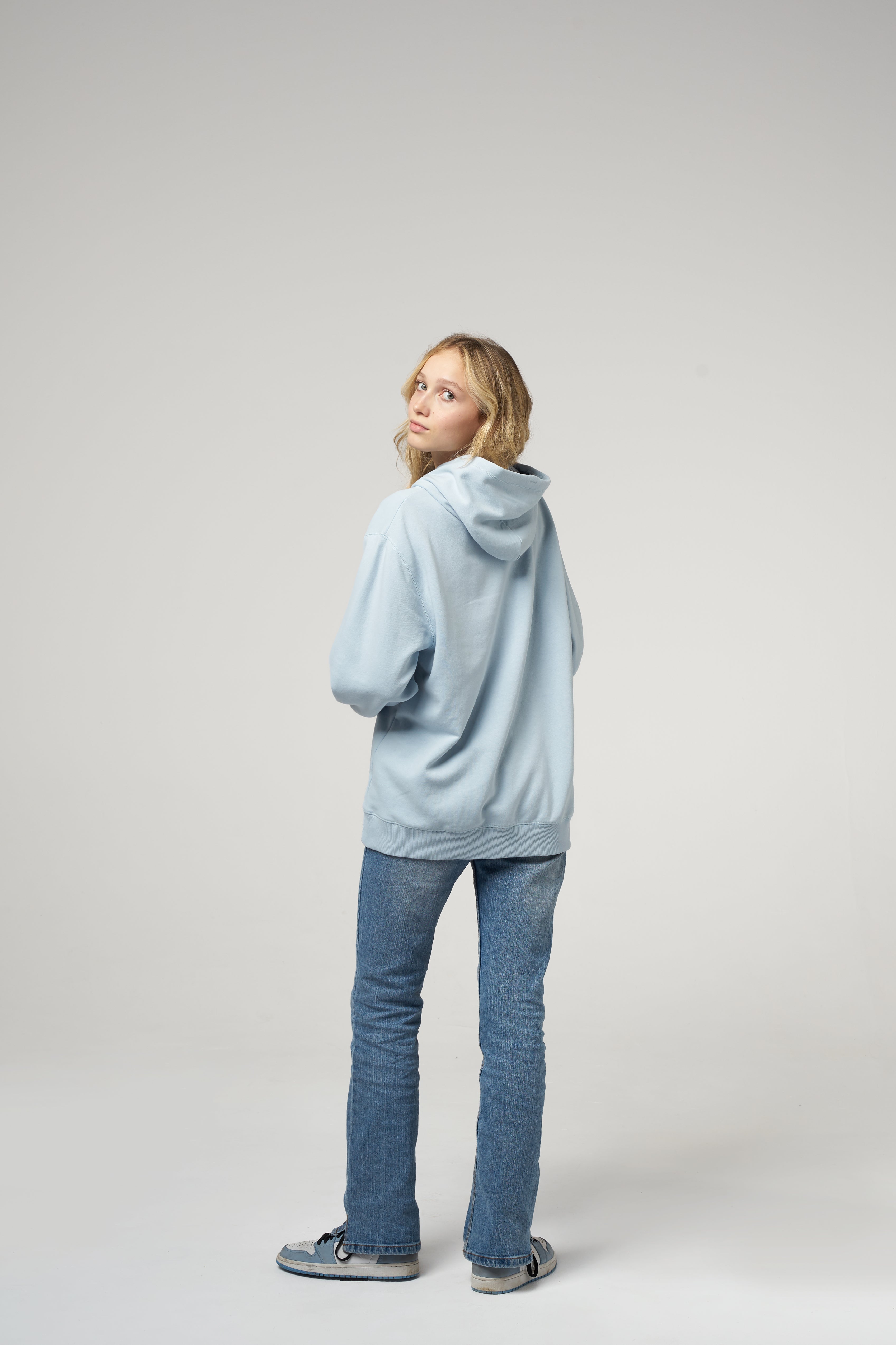 BLUZA Z KAPTUREM UNISEX - BŁĘKIT - CREAMY BLUE