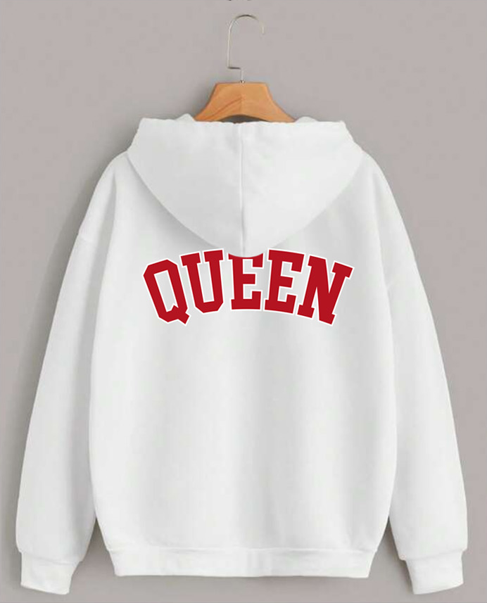 DODA - BLUZA QUEEN BIAŁA Z KAPTUREM